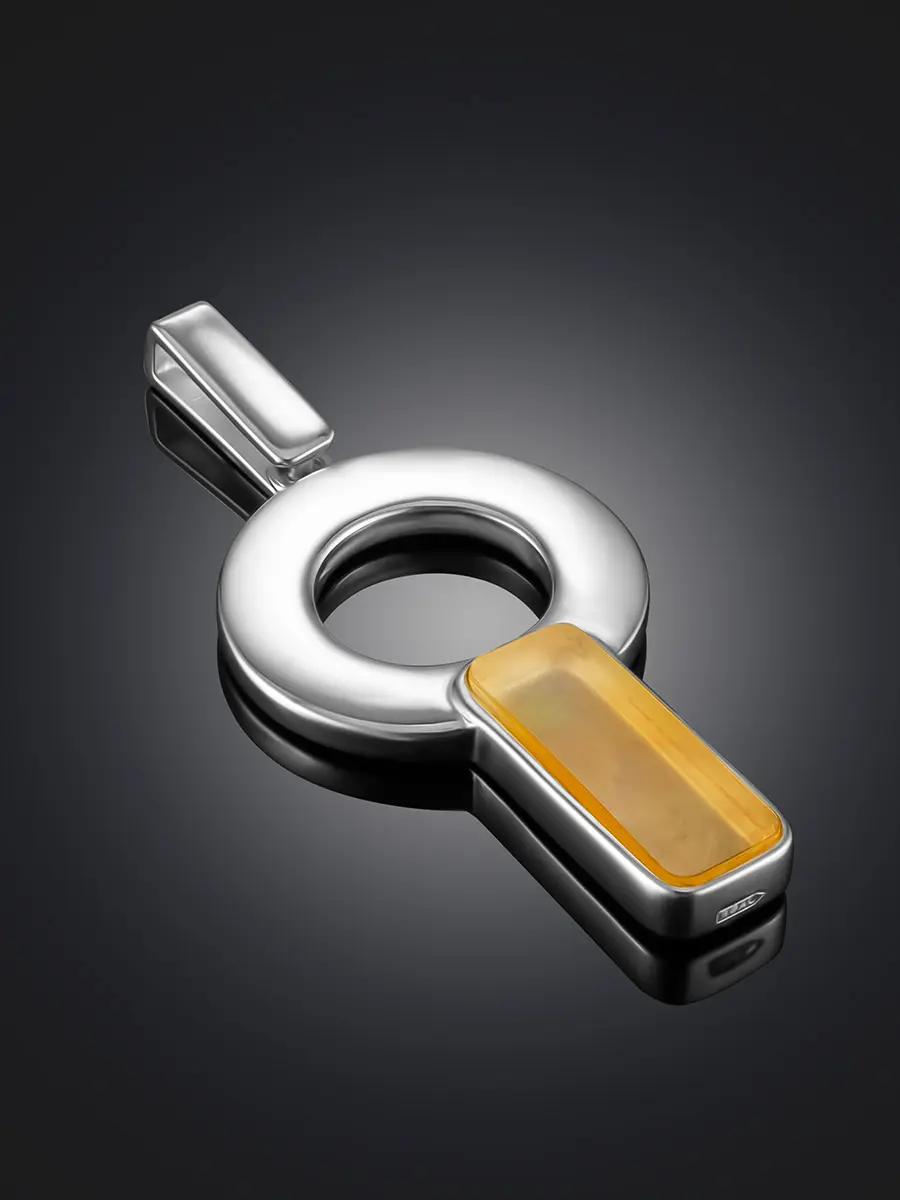 картинка Кулон в геометрическом дизайне с лимонным янтарём London в онлайн магазине