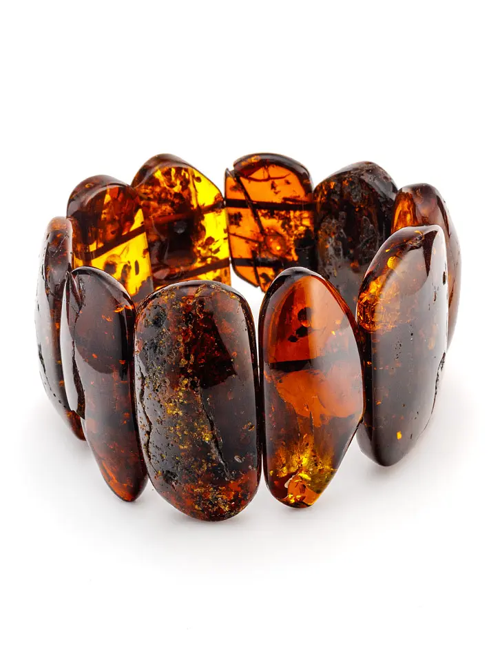 картинка Роскошный плоский браслет из натурального балтийского янтаря в онлайн магазине