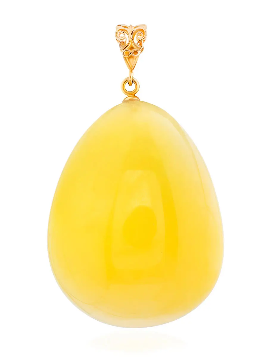 картинка Подвеска из натурального балтийского янтаря медового цвета и золота в онлайн магазине