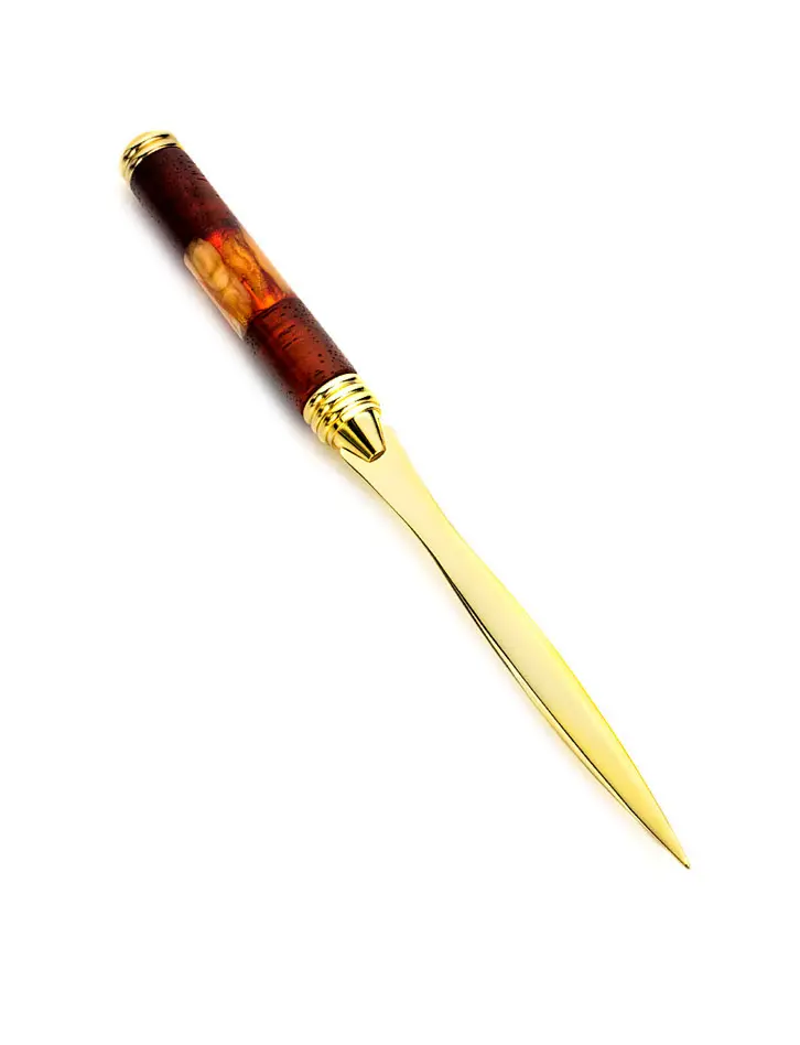 картинка Нож для писем, украшенный натуральным балтийским янтарём и деревом в онлайн магазине