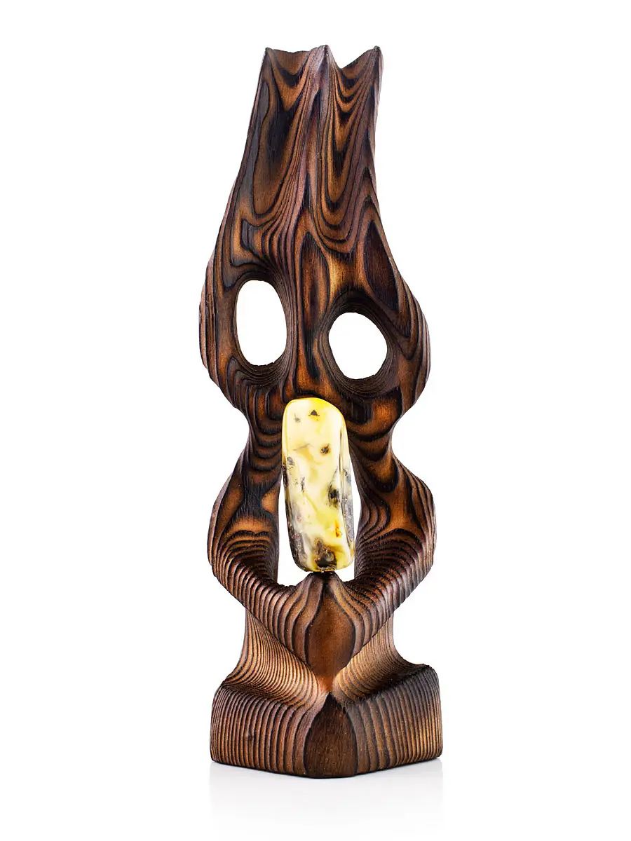 картинка Сувенирная статуэтка из дерева и натурального янтаря в онлайн магазине