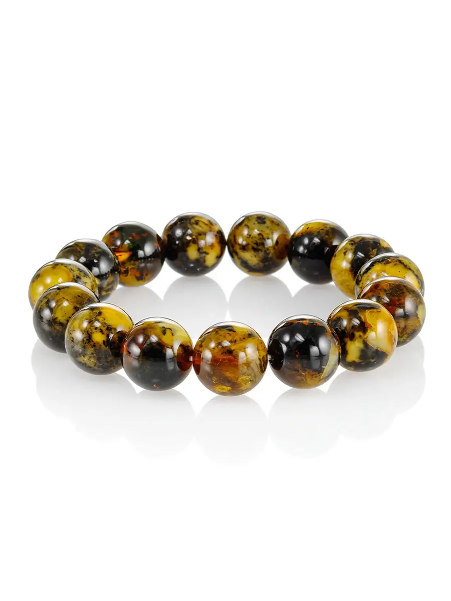 картинка Яркий браслет «Метеорит текстурный» из натурального формованного янтаря в онлайн магазине