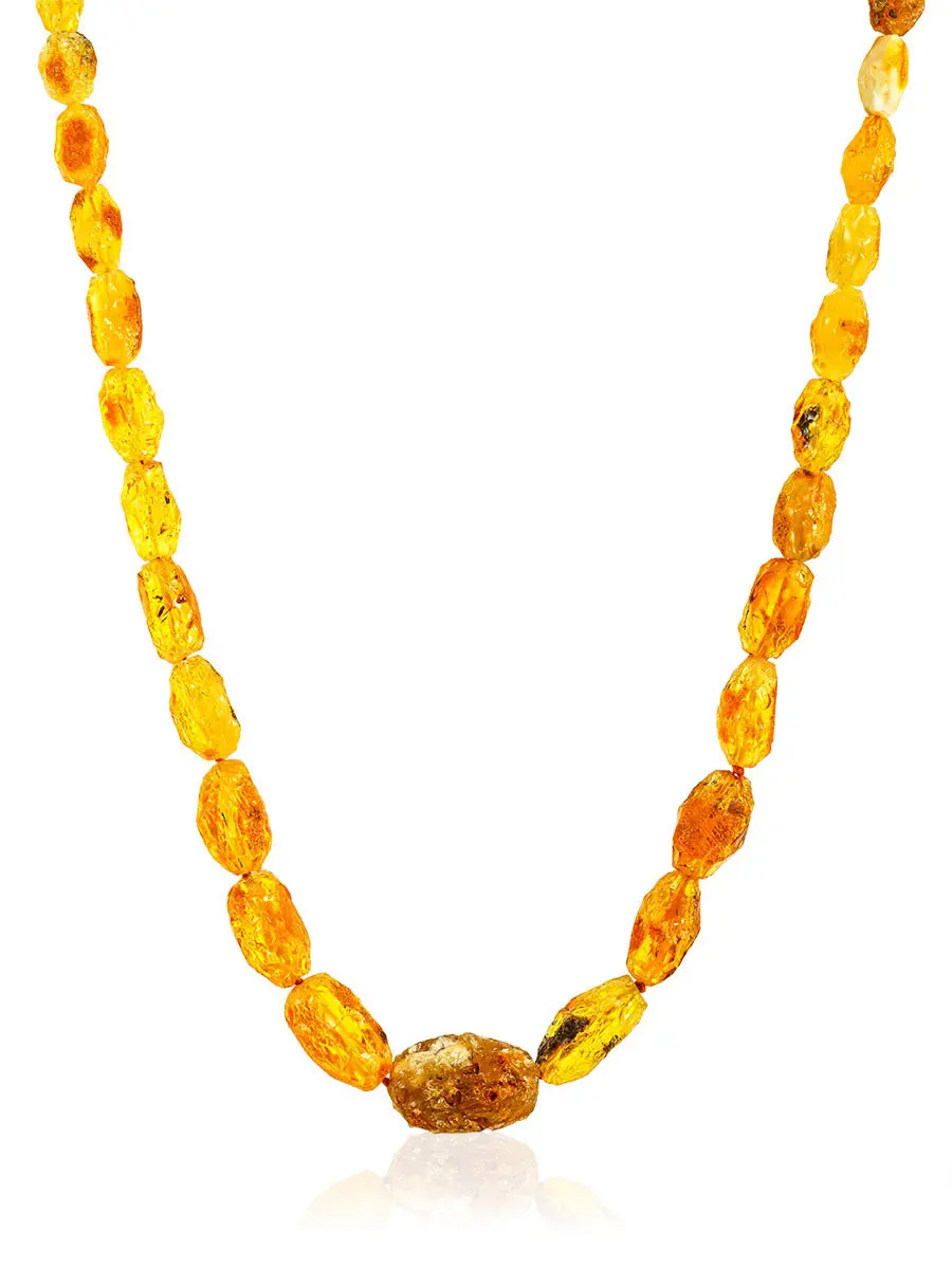 картинка Бусы из натурального нешлифованного янтаря «Оливка золотистая» с лечебным эффектом в онлайн магазине