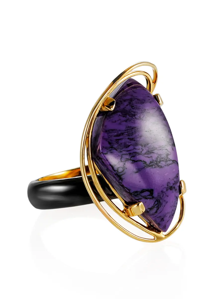 картинка Необычное кольцо с чароитом «Серенада» в онлайн магазине