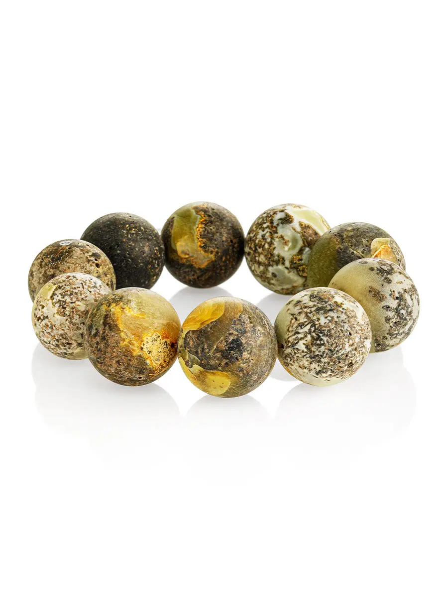 картинка Роскошный объёмный браслет из натурального янтаря «Метеорит» в онлайн магазине