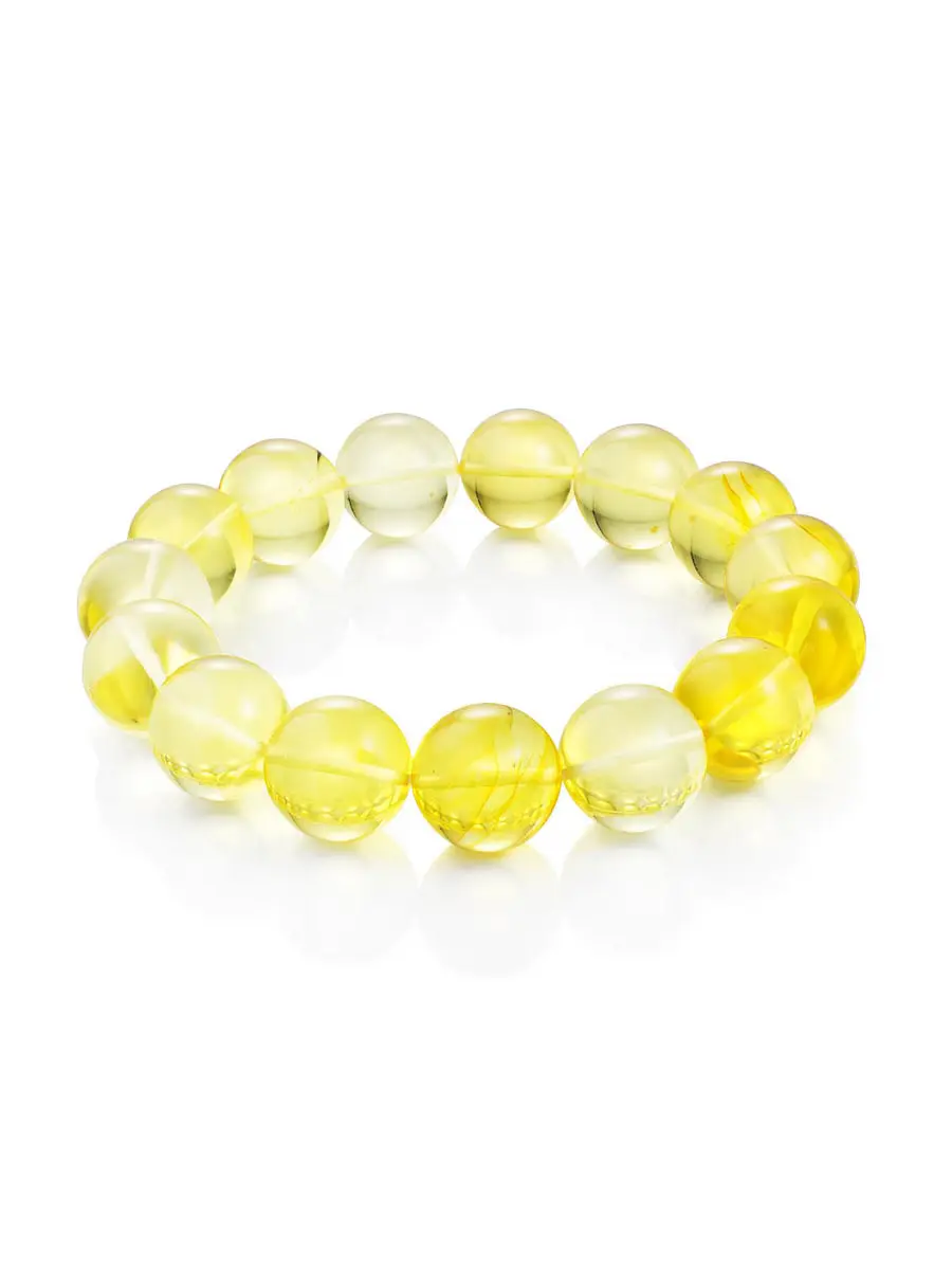 картинка Браслет из натурального полупрозрачного янтаря «Шар лимонный» в онлайн магазине