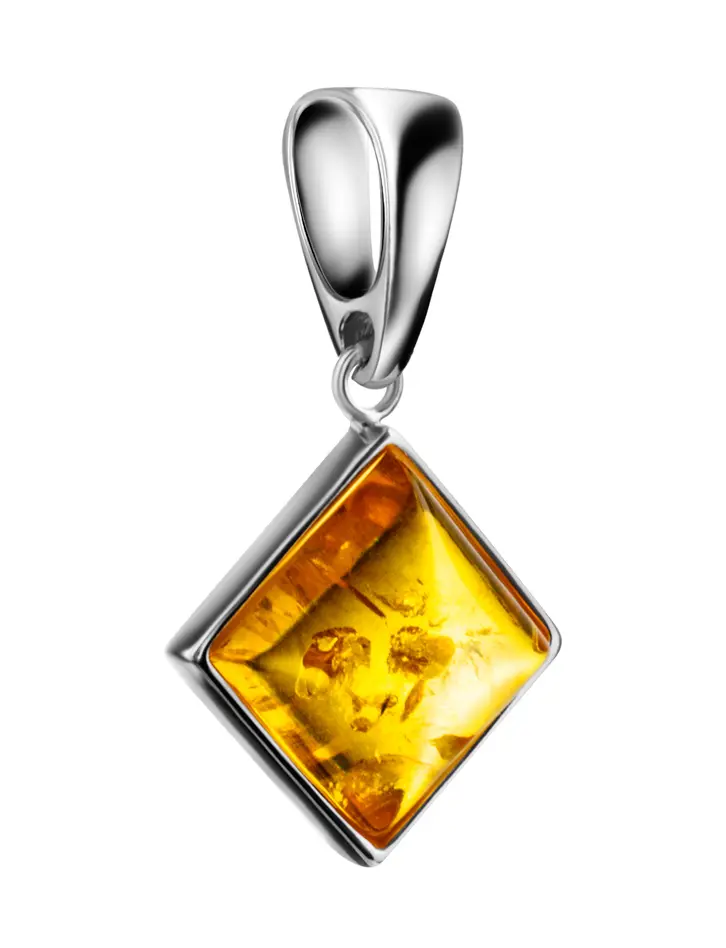 картинка Геометрический кулон с натуральным янтарём золотисто-коньячного цвета «Овация» в онлайн магазине