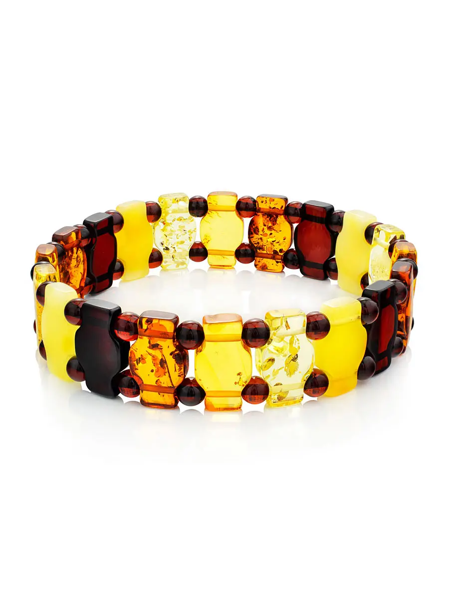 картинка Оригинальный стильный разноцветный браслет из натурального янтаря в онлайн магазине