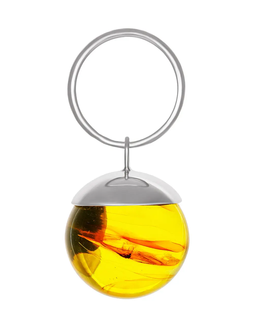 картинка Круглая объёмная подвеска из натурального янтаря с инклюзом «Клио» в онлайн магазине