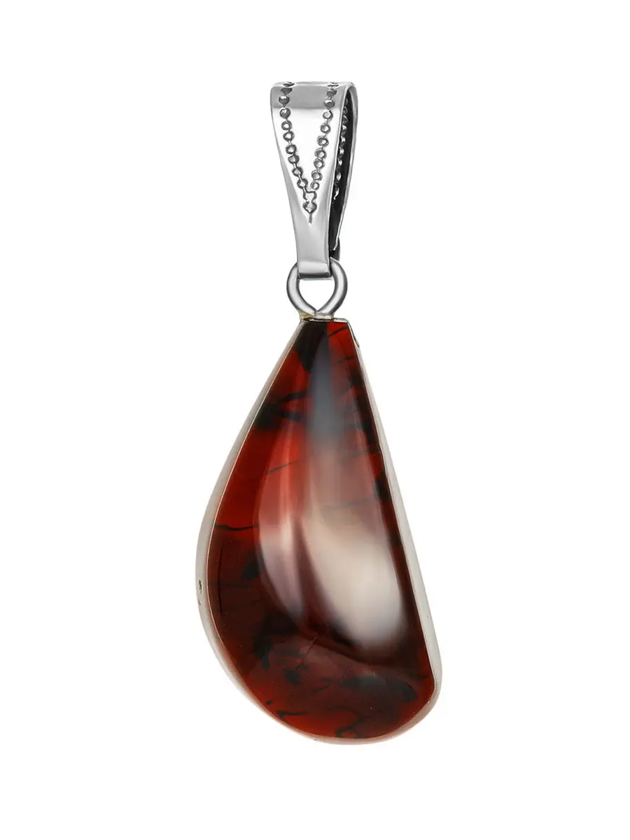 картинка Подвеска-капля из натурального балтийского янтаря вишнёвого цвета в онлайн магазине