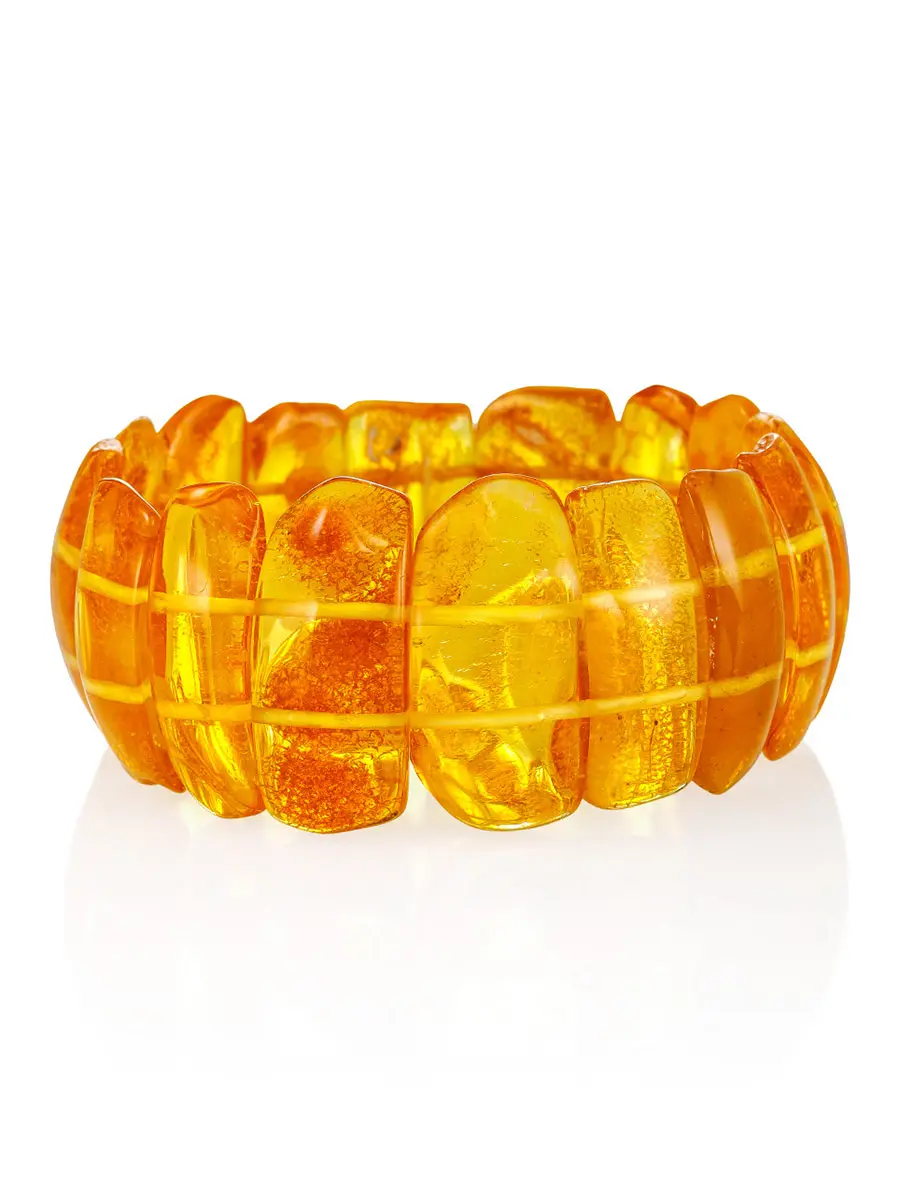 картинка Элегантный браслет из цельного янтаря коньячного цвета «Помпеи» в онлайн магазине