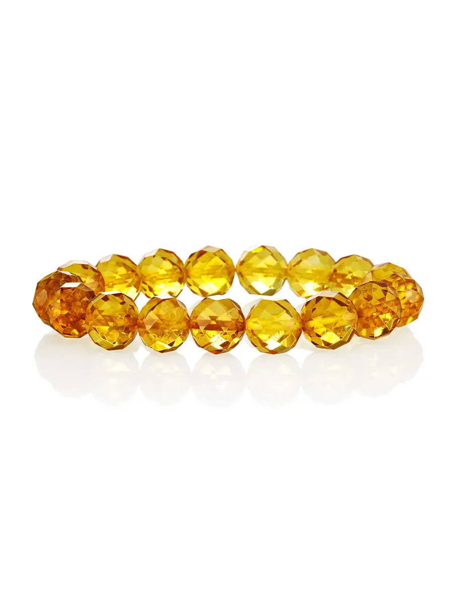 картинка Золотистый браслет из натурального формованного янтаря «Алмазная грань» в онлайн магазине