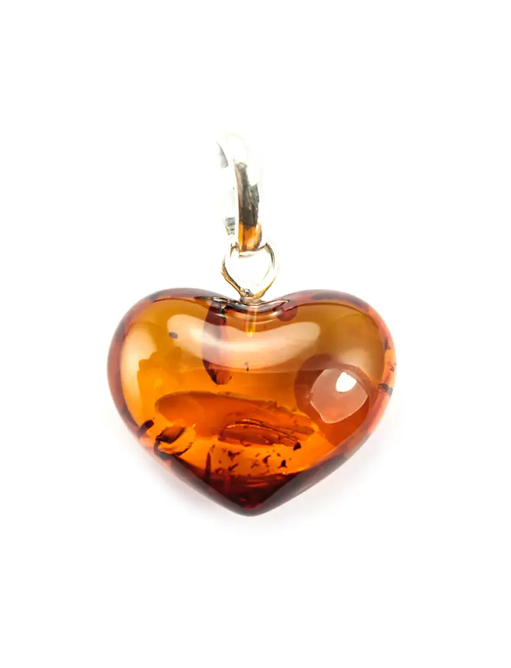 картинка Кулон из натурального янтаря «Сердце» цвета коньяка в онлайн магазине