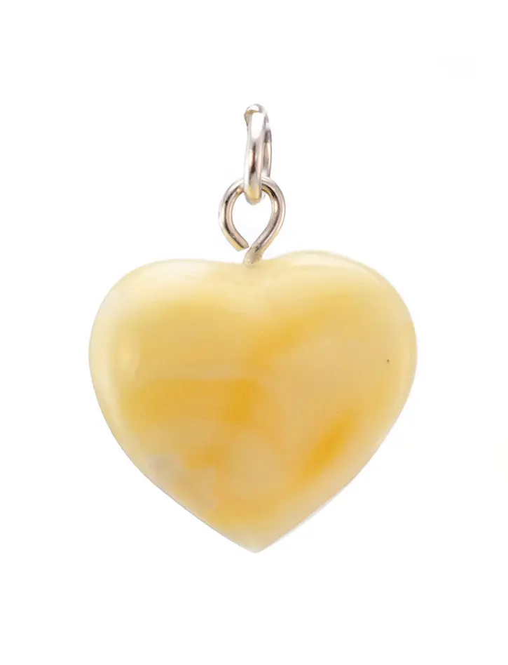 картинка Маленький кулон-сердце из натурального балтийского янтаря белого цвета в онлайн магазине