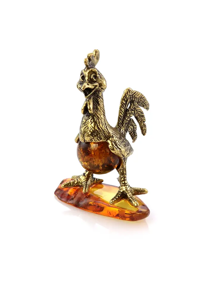 картинка Фигурка-талисман с натуральным балтийским янтарём «Весёлый петух» в онлайн магазине