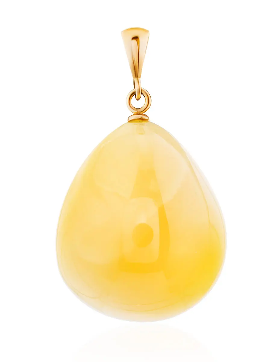 картинка Подвеска в форме капли из золота и натурального янтаря с уникальной текстурой в онлайн магазине