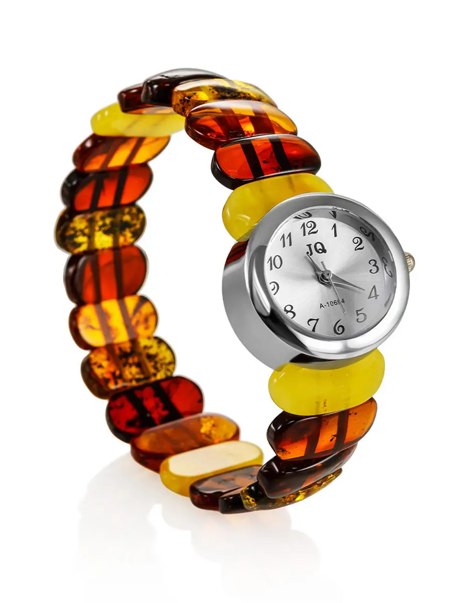 картинка Наручные часы с браслетом из натурального янтаря разных оттенков в онлайн магазине