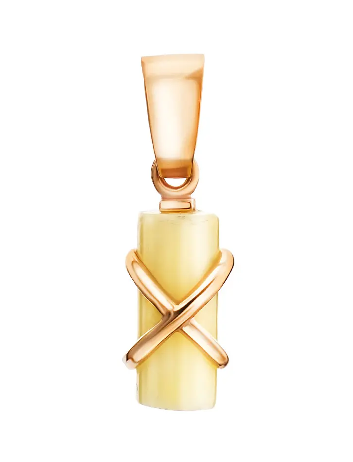 картинка Подвеска «Скандинавия» из золота с янтарём нежно-медового цвета в онлайн магазине