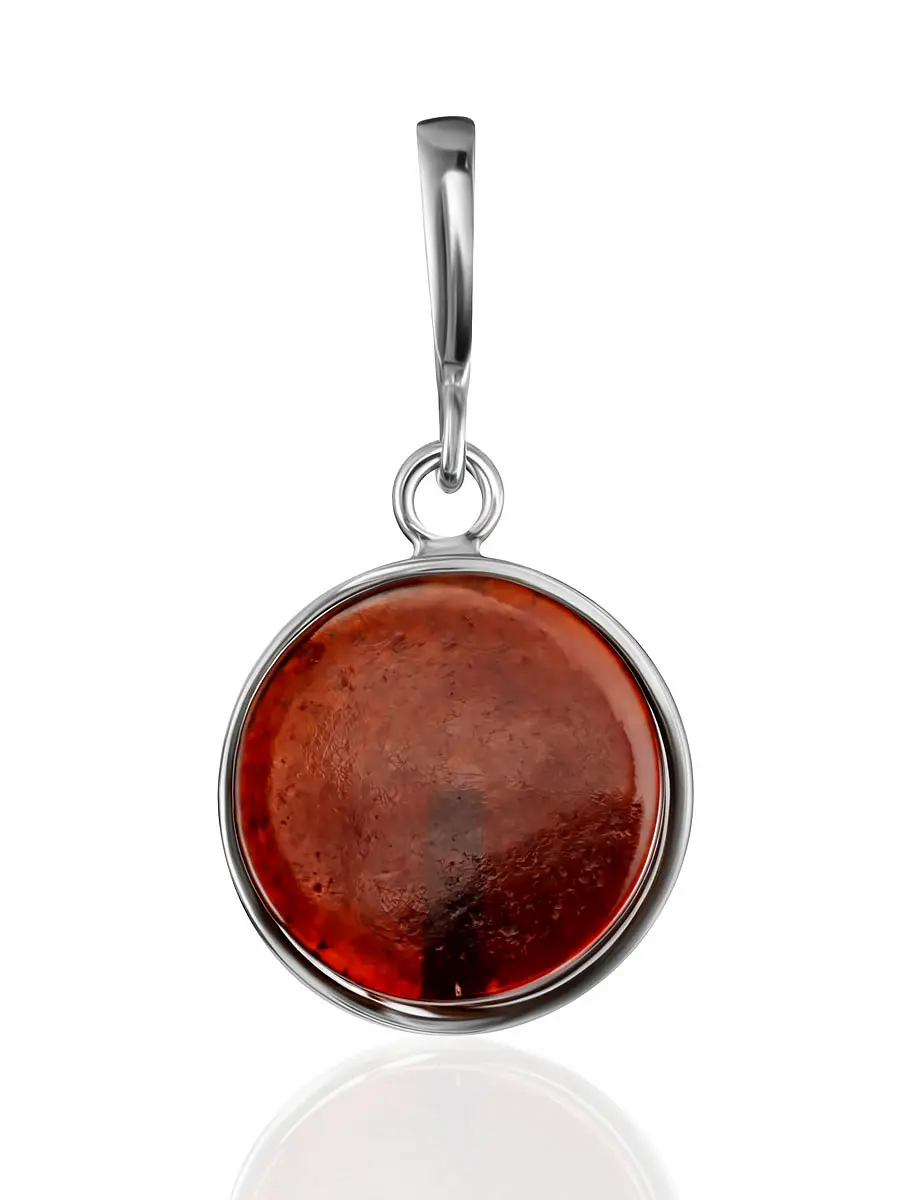 картинка Круглая подвеска «Фурор» с вишнёвым янтарём в онлайн магазине