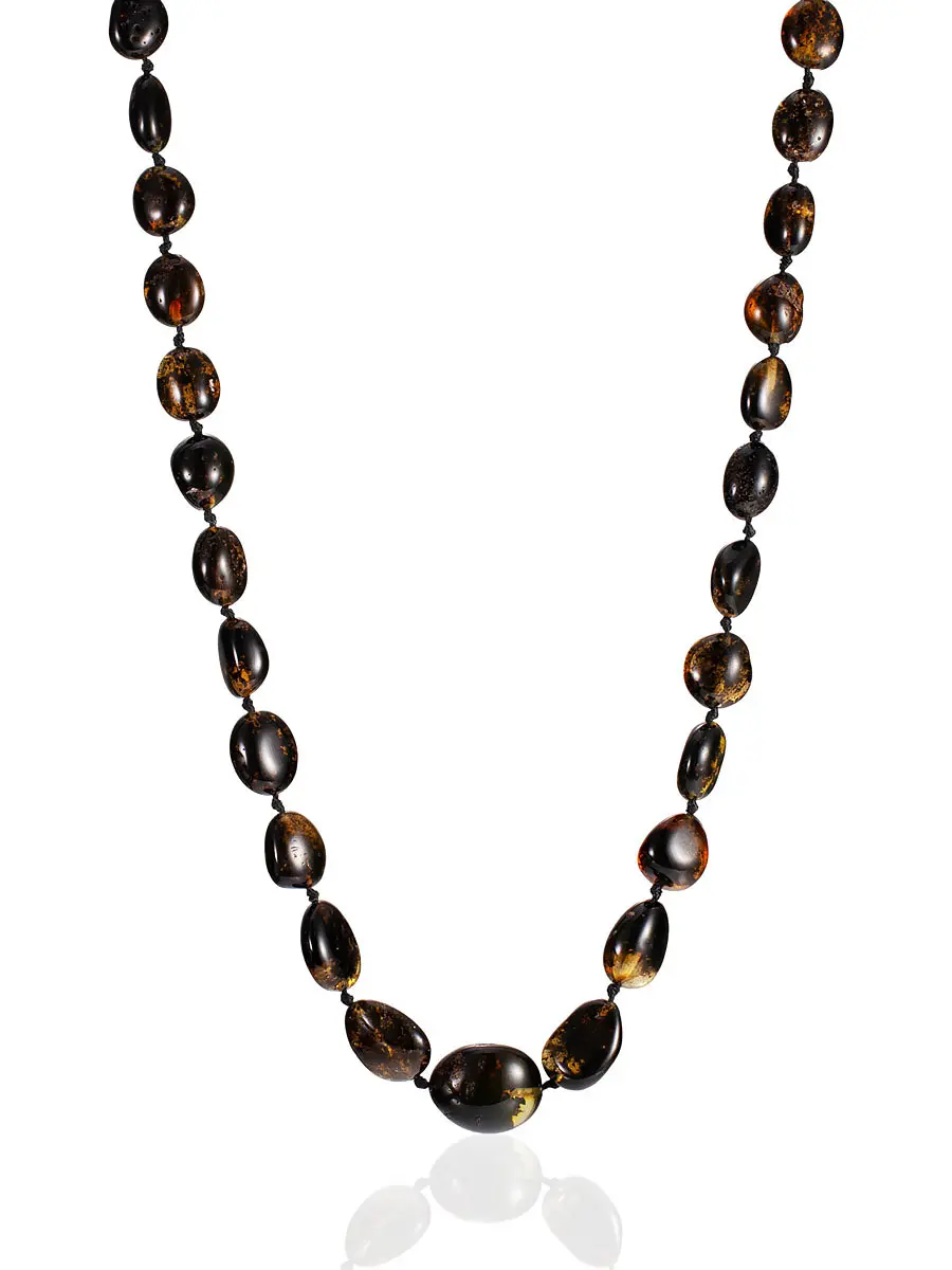 картинка Бусы из натурального янтаря «Оливка чёрная» с лечебным эффектом в онлайн магазине