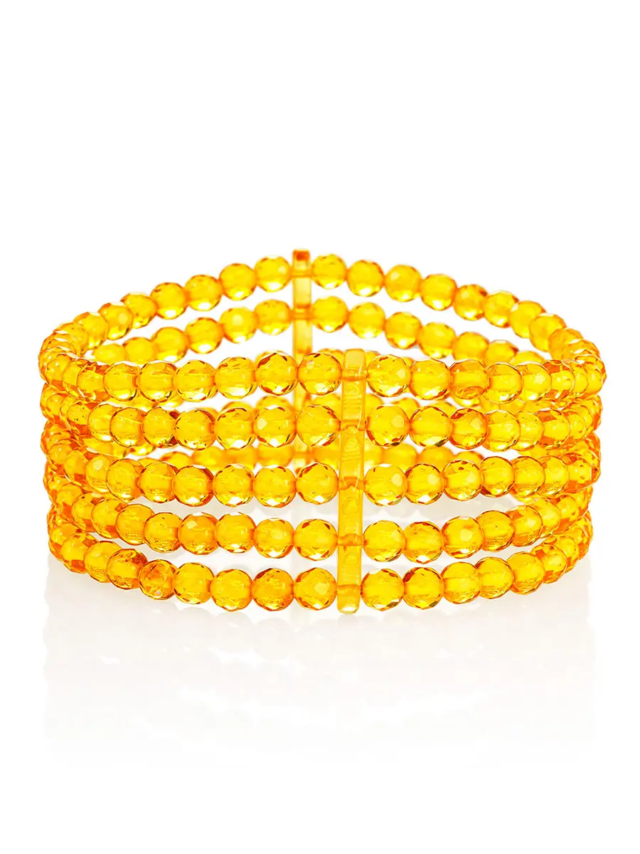 картинка Роскошный браслет «Карамель алмазная» из золотистого янтаря в онлайн магазине