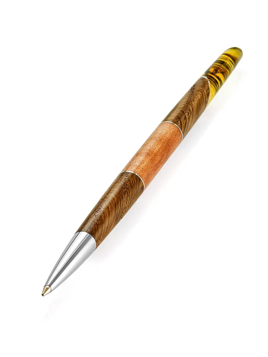 картинка Ручка из дерева и натурального балтийского янтаря в онлайн магазине
