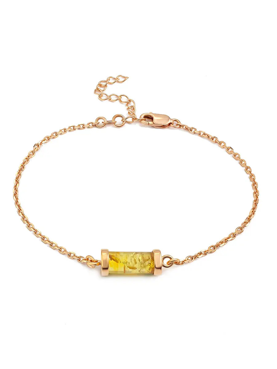 картинка Нежный позолоченный браслет «Скандинавия» с лимонным янтарём в онлайн магазине