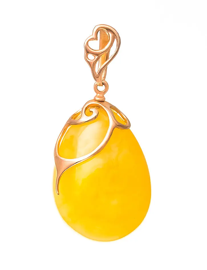 картинка Нежный кулон из золота и натурального медового янтаря «Версаль» в онлайн магазине