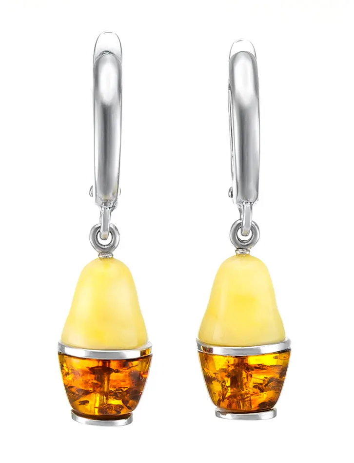 картинка Очаровательные серьги из серебра и янтаря двух цветов Matryoshka® в онлайн магазине