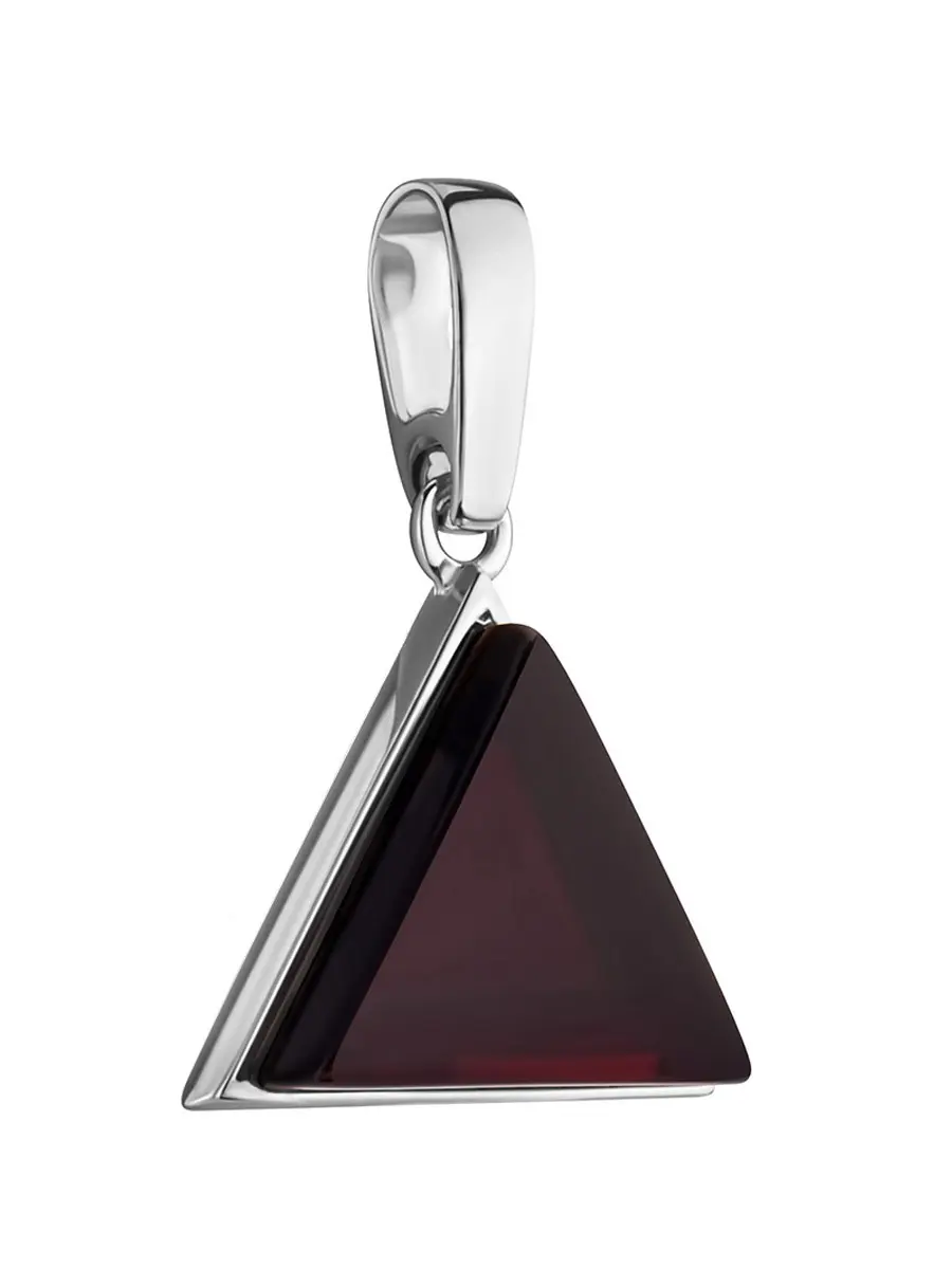 картинка Стильный кулон с тёмно-вишнёвым янтарём «Монблан» в онлайн магазине