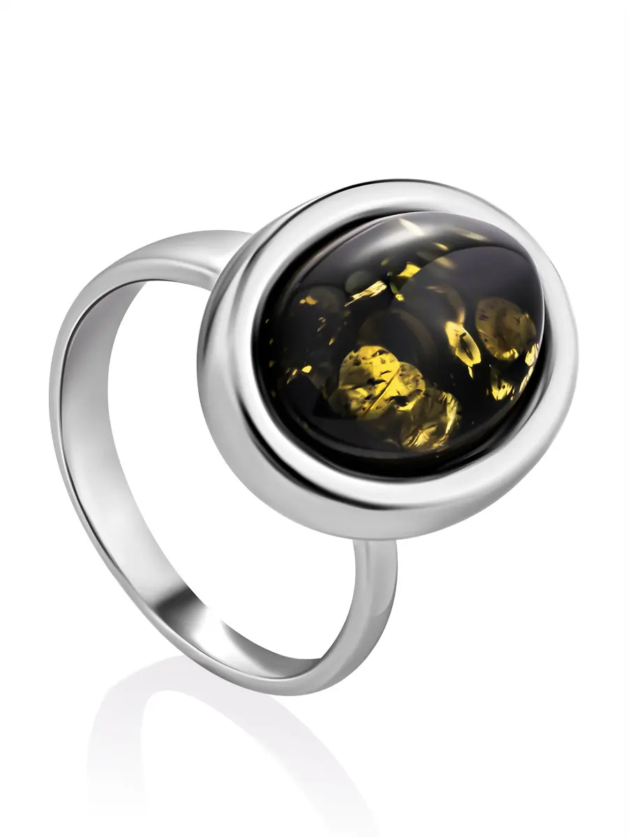 картинка Классическое кольцо «Годжи» из серебра с и натурального янтаря в онлайн магазине