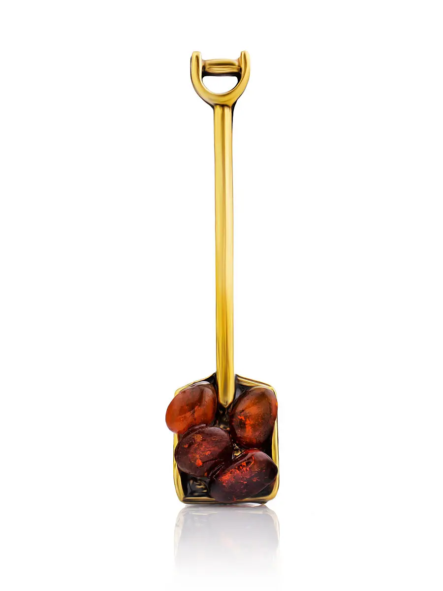 картинка Сувенир-талисман для кошелька с натуральным вишневым янтарем «Кошельковая лопата» в онлайн магазине