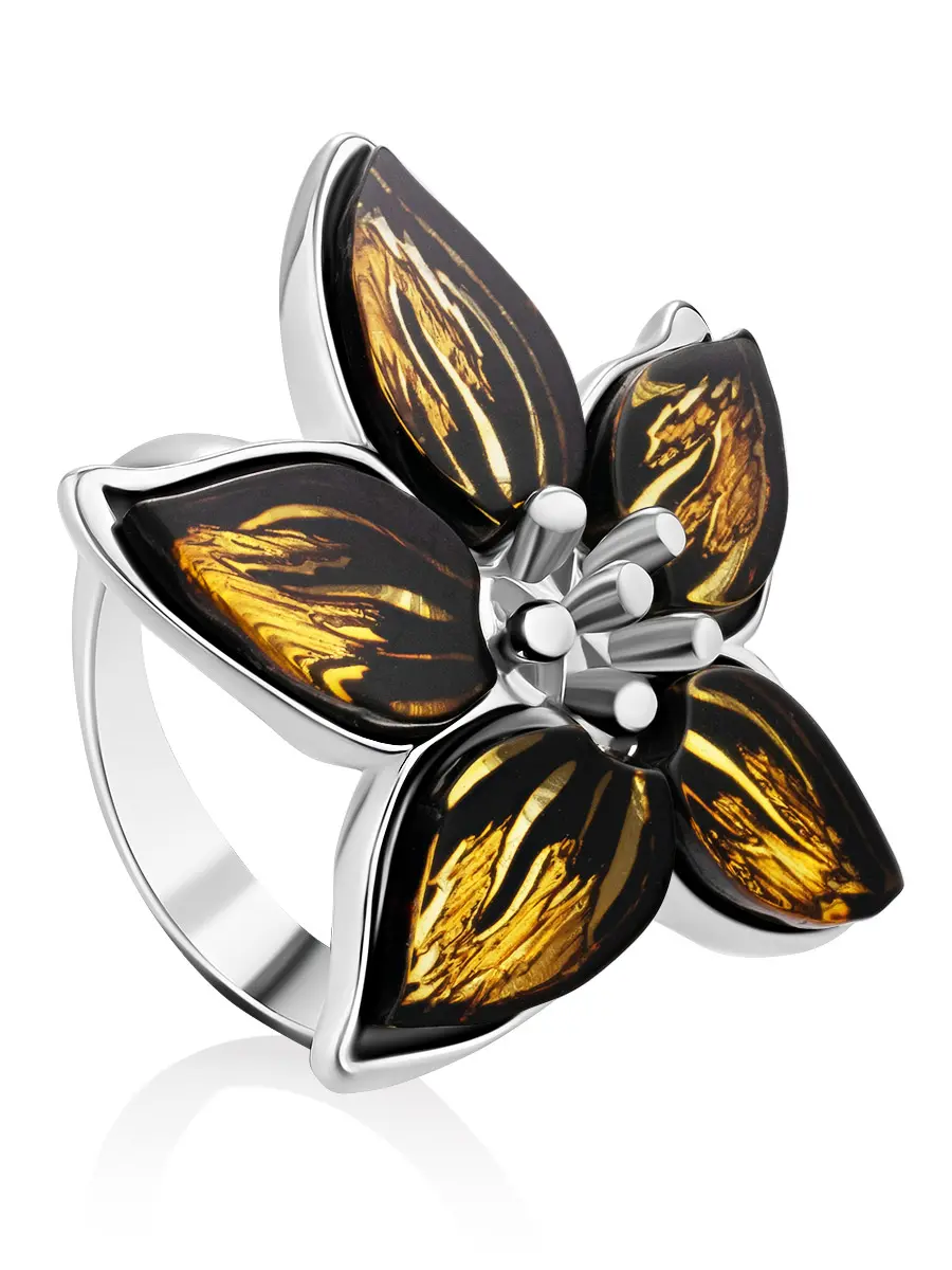 картинка Красивое кольцо из натурального янтаря «Апрель» в онлайн магазине