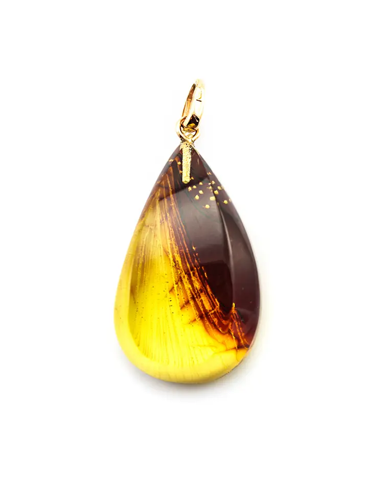 картинка Кулон из натурального янтаря с инталиями в золоте в онлайн магазине