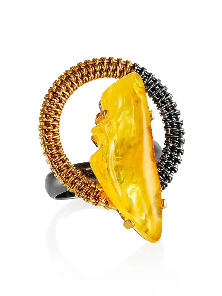 картинка Оригинальное серебряное кольцо с натуральным балтийским янтарём «Версаль» в онлайн магазине