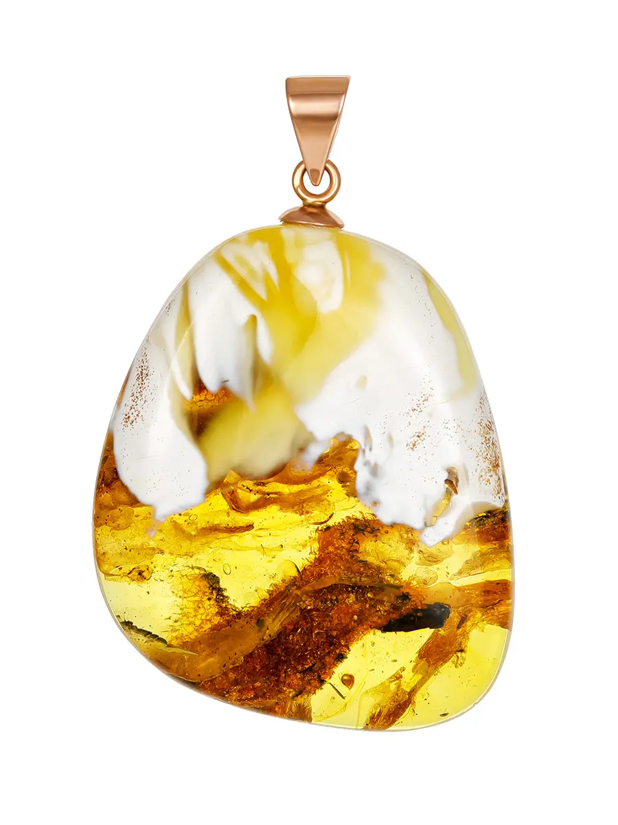 картинка Роскошный кулон из золота и уникального текстурного янтаря в онлайн магазине