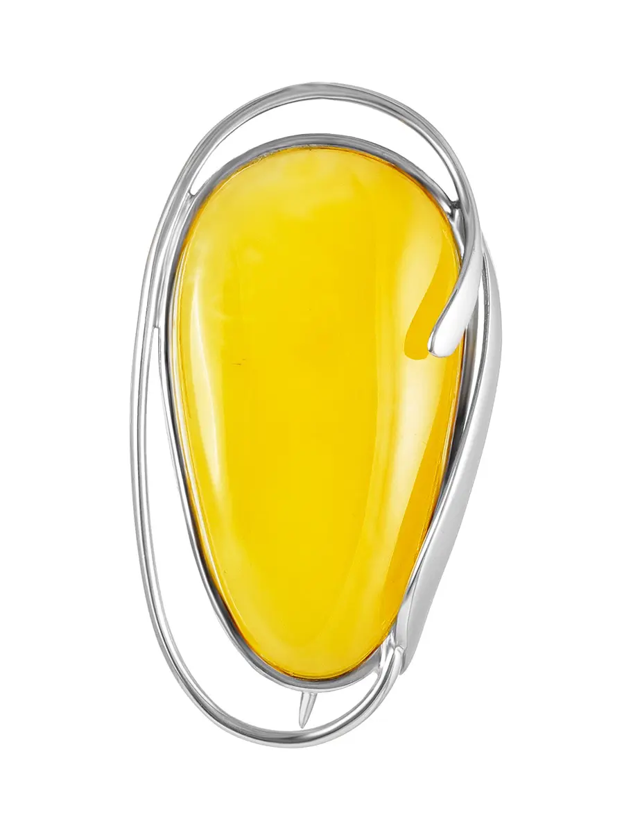 картинка Нежная брошь из янтаря ярко-медового цвета «Риальто» в онлайн магазине