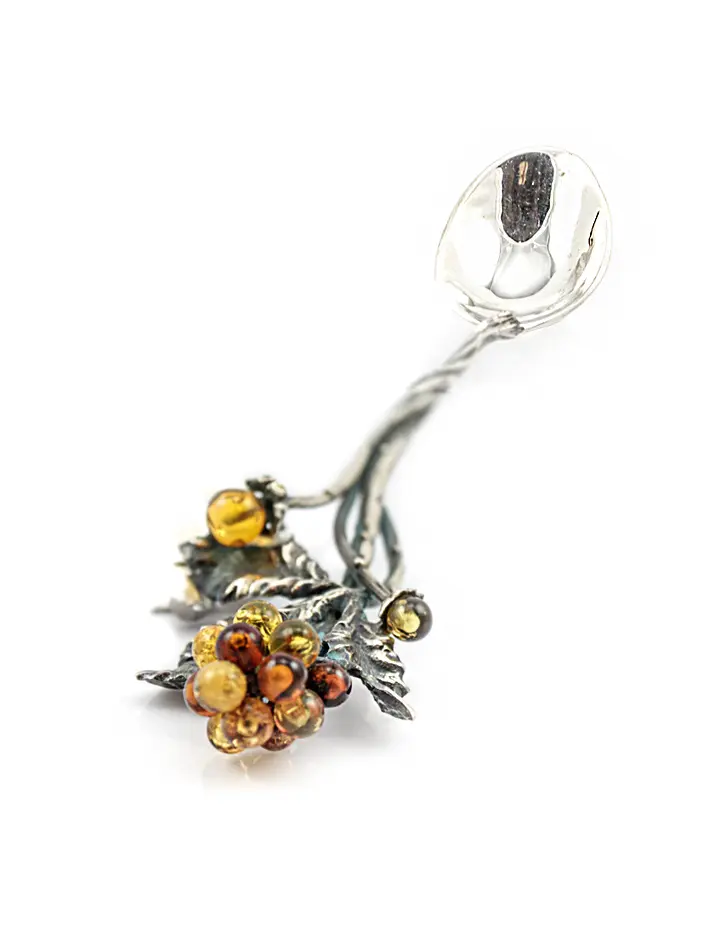 картинка Ложечка из серебра и натурального янтаря «Малиновка» в онлайн магазине