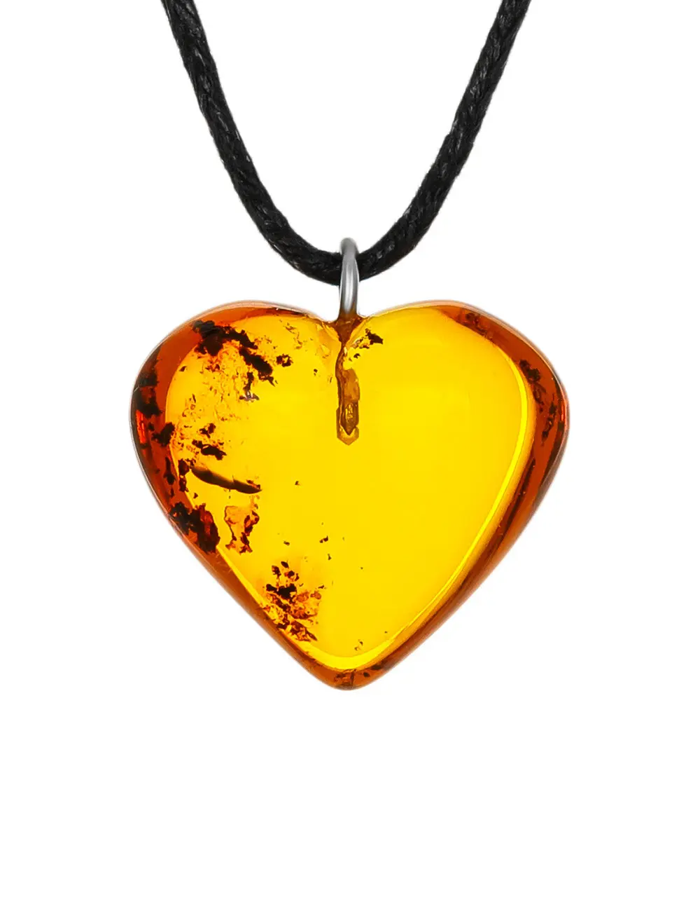 картинка Подвеска-сердце из натурального янтаря чайного цвета в онлайн магазине