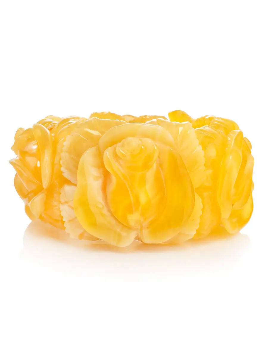 картинка Уникальный резной браслет «Розы» из натурального цельного янтаря в онлайн магазине
