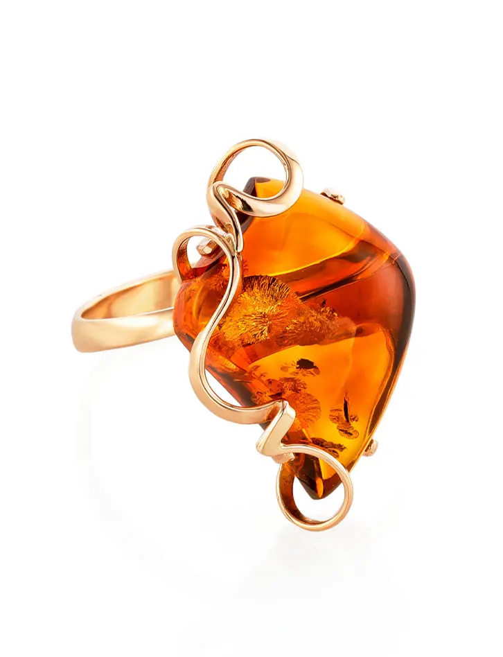 картинка Эксклюзивное кольцо из золота и коньячного янтаря «Риальто» в онлайн магазине