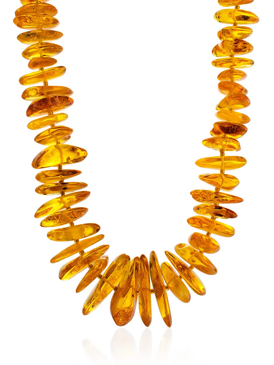 картинка Бусы лечебные из натурального янтаря «Золотистые крупные чипсы» в онлайн магазине