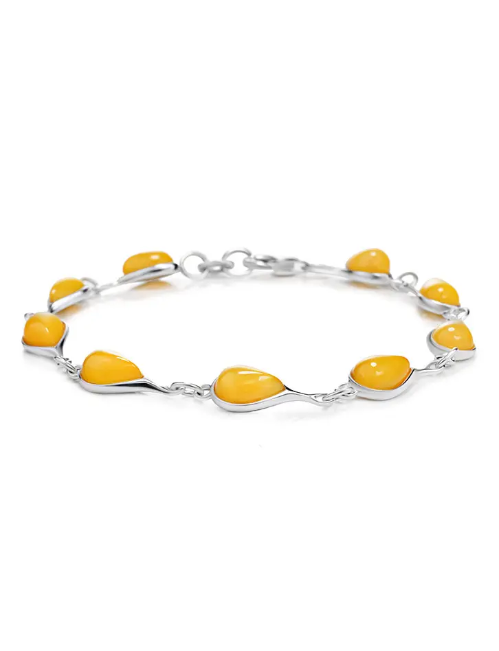 картинка Нежный браслет «Орфей» с цельным медовым янтарём в онлайн магазине