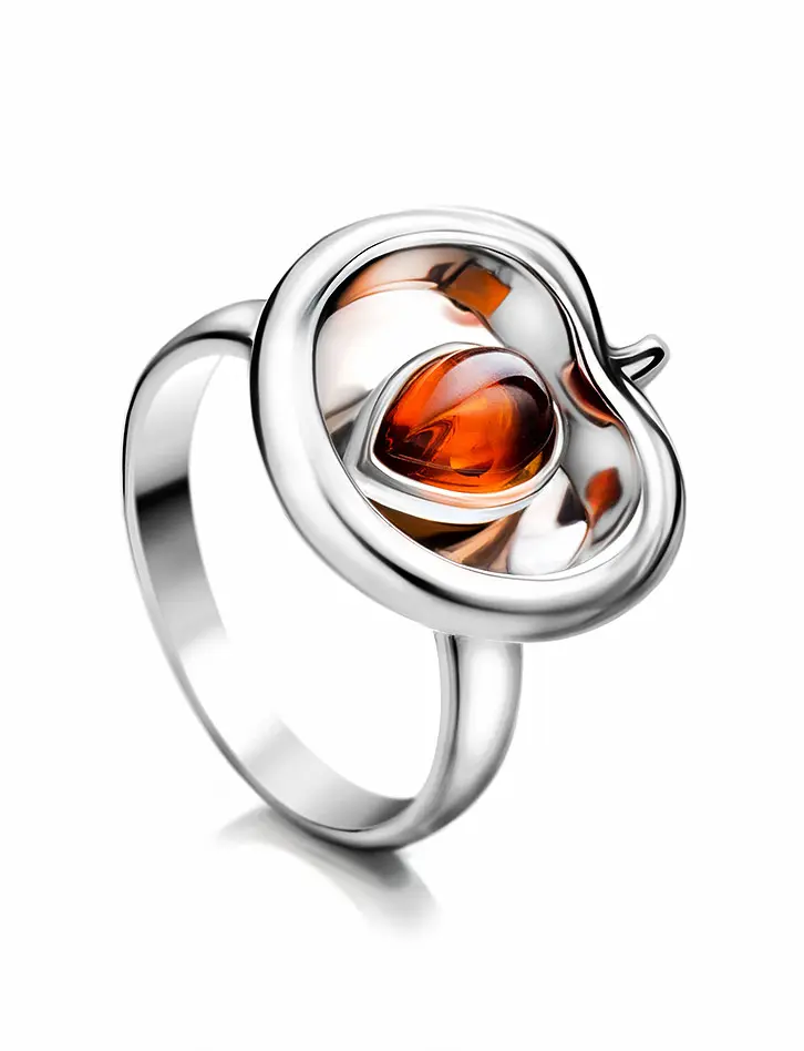 картинка Оригинальное серебряное кольцо с натуральным янтарём «Конфитюр» в онлайн магазине