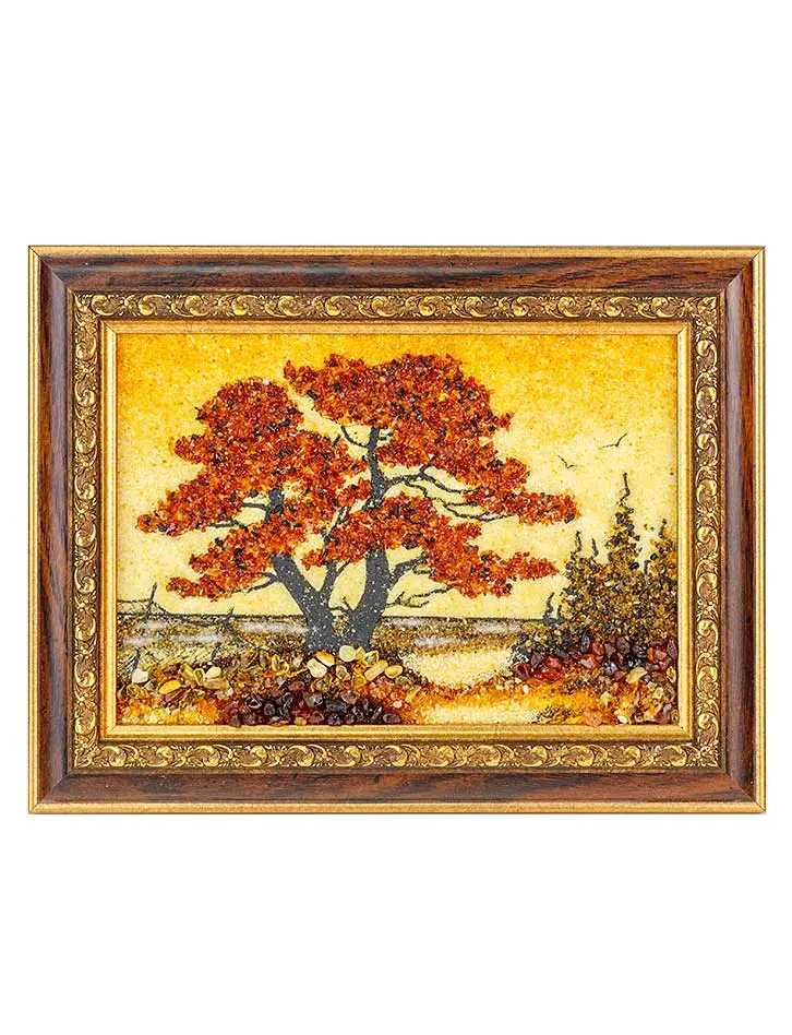 картинка Картина, выложенная натуральным янтарем «На берегу» 20 см (В) х 26 см (Ш) в онлайн магазине