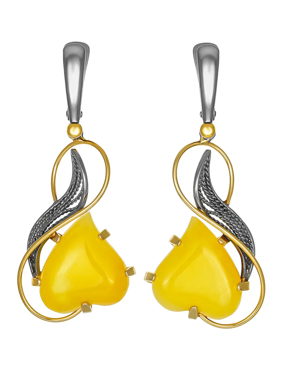 картинка Серьги из натурального медового янтаря в серебре «Филигрань» в онлайн магазине