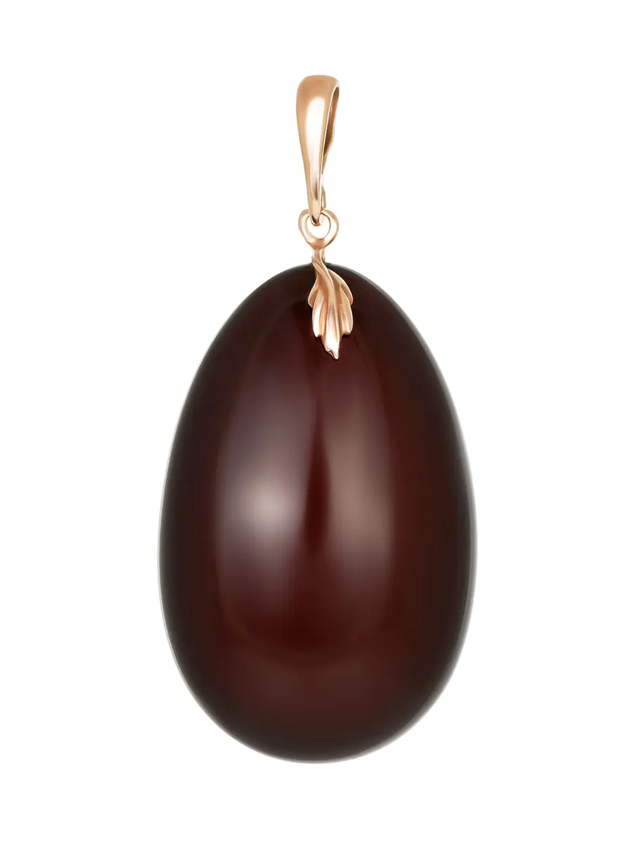 картинка Кулон в форме капли из янтаря насыщенного вишнёвого цвета в онлайн магазине