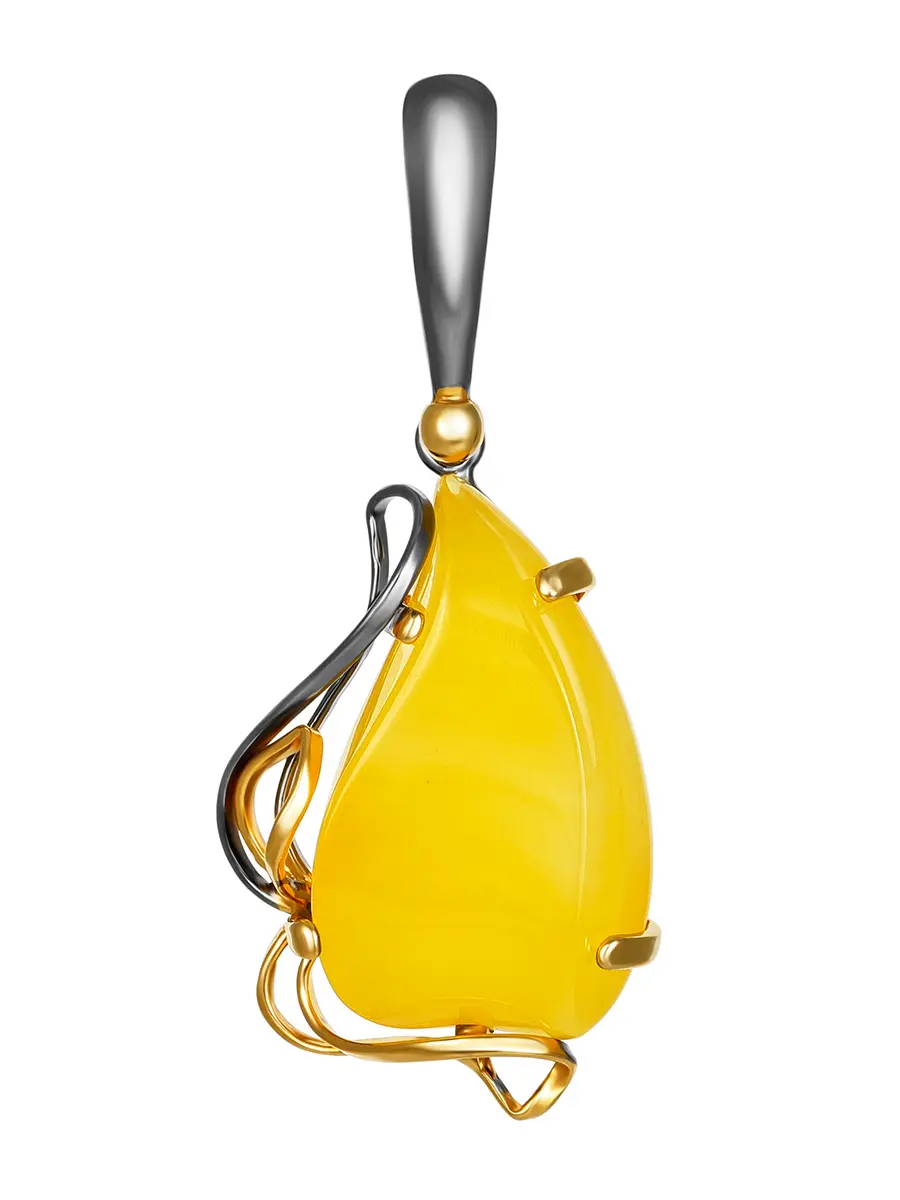 картинка Эффектная подвеска из натурального медового янтаря в оправе из золоченого серебра «Риальто» в онлайн магазине