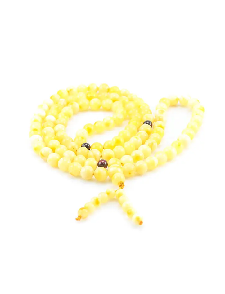 картинка Длинные янтарные четки на 108 бусин светло-лимонного матового оттенка в онлайн магазине