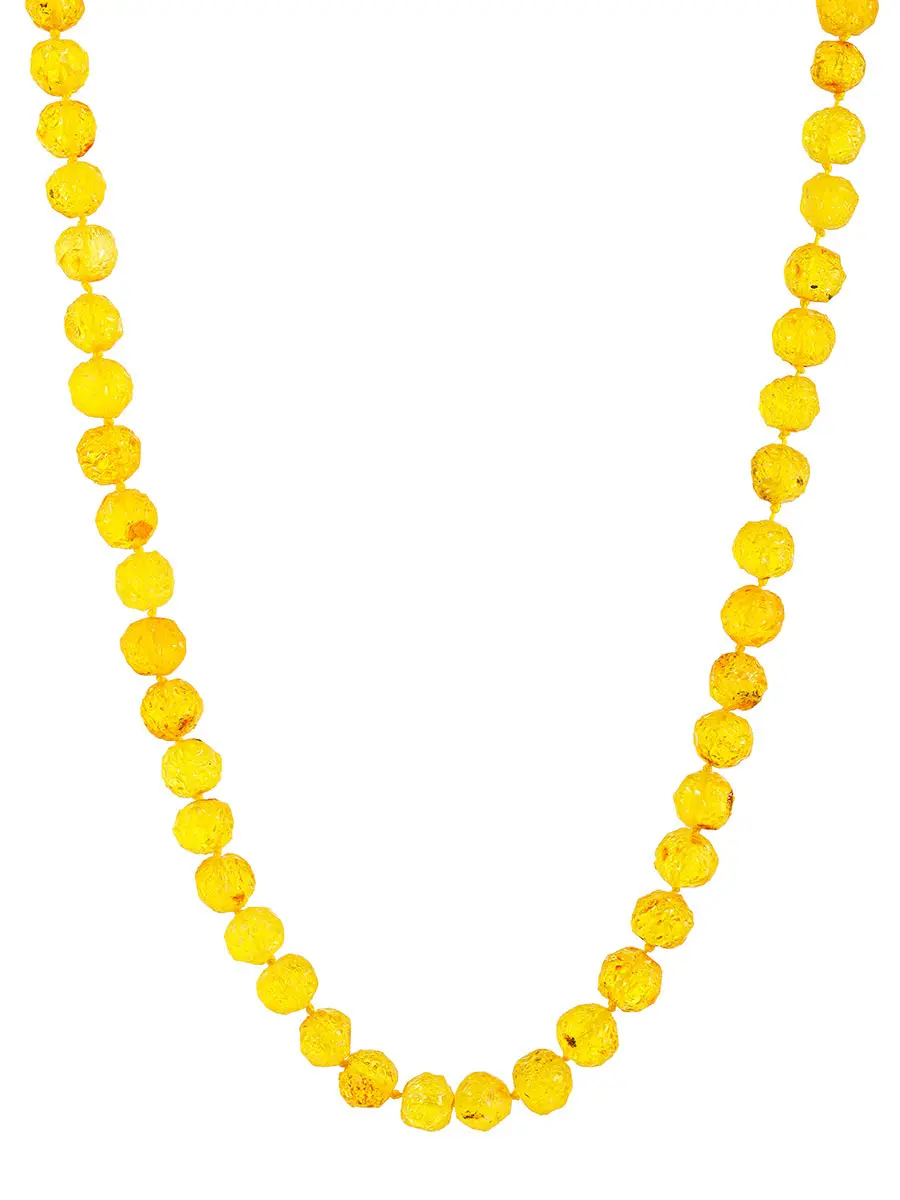 картинка Бусы из натурального янтаря «Шар-кусанка лимонная» в онлайн магазине